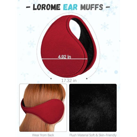 Women Red Knit Beanie Hat, Gloves, Scarf & Ear Warmer Set - Winter - Picture 5 of 6